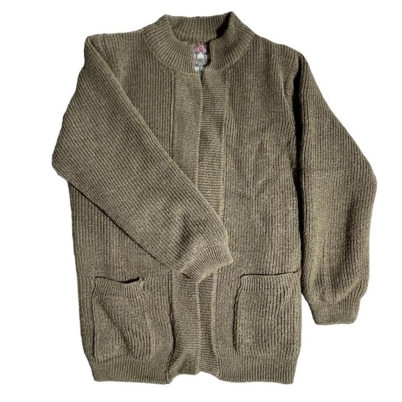 143-Brown and khaki cardigan sweater - great quality, soft and cozy #90s… - Picture 1 of 5